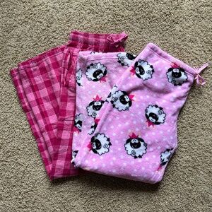 Pink Plaid Flannel & Fleece Sheep Pajama Bottoms